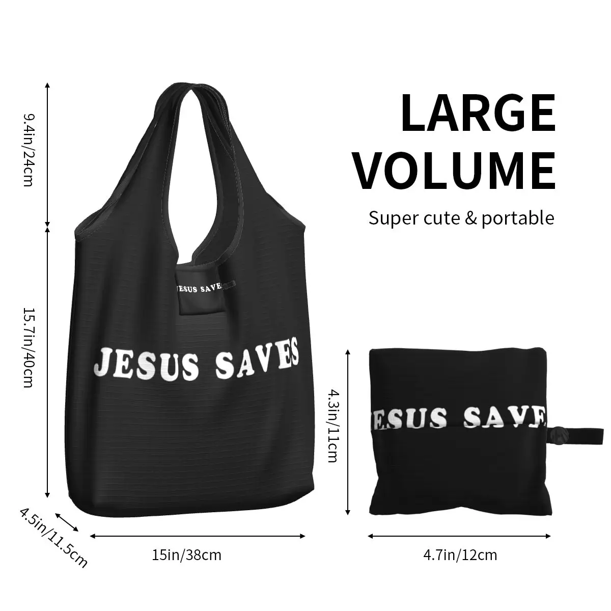 Исус спестява на торби за многократна употреба за пазаруване, сгъваема экосумка с тегло 50 килограма, дългогодишна Лека