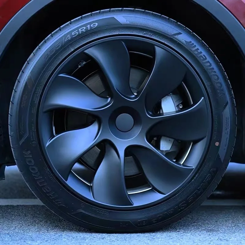 Капачката на главината 4шт, работа на смени капачката на колелата на автомобила, 19-инчов авто капачка, с пълно покриване на джантата, Аксесоари за Tesla Model Y 2018-2023