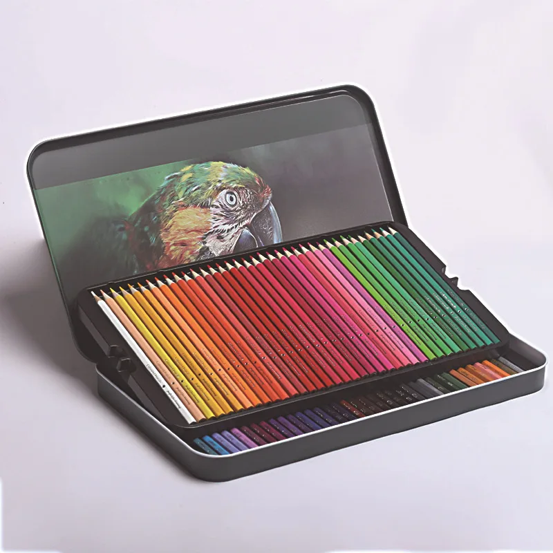 Професионални 72 цвят, Маслени Моливи, Комплект моливи за рисуване, Цветни молив за скици, Стоманена кутия за бебешки принадлежности за рисуване