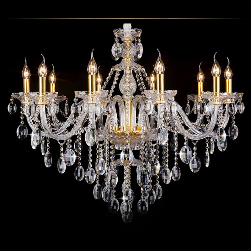 Кристален полилей TEMOU в европейски стил, Подвесная led свещ, Окачена лампа, декоративни осветителни тела за дома, хол