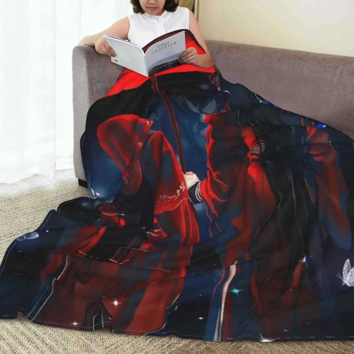 Тиен Куан Чи Фу Аниме Одеяло Лесно Дышащее Декоративни Покривки за Легла за Пътуване