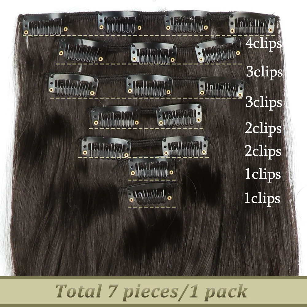 Синтетични Къдрава коса с дължина 24 инча, 16 скоби, естествена коса за удължаване, светли, 7 бр./компл., Перука от устойчиви на топлина влакна, Черен, кафяв за жени
