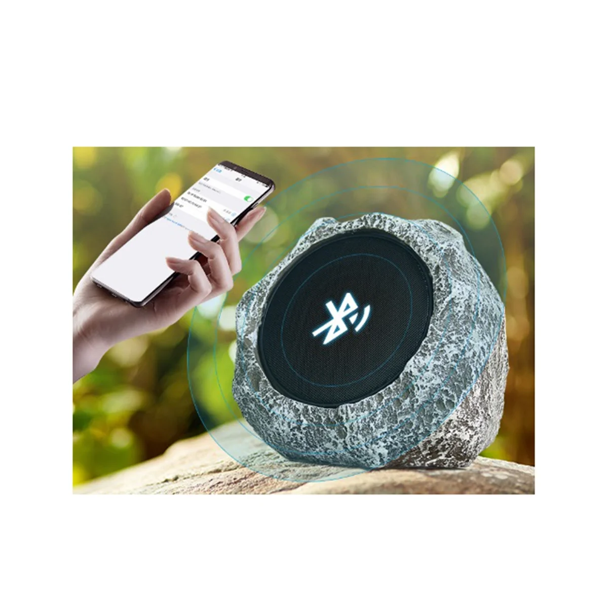 Слънчев безжична слушалка Bluetooth-Sound Garden, аналогов водоустойчив високоговорител с дистанционно управление, каменен високоговорител, парти на поляна/шоу-кафяв