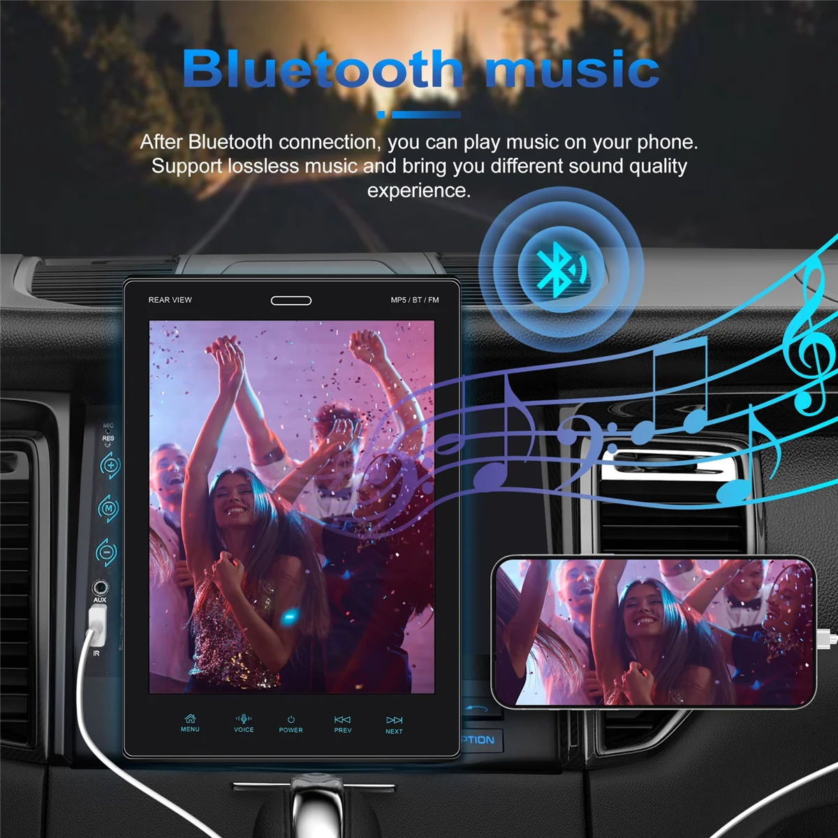 9,5-инчов 1 DIN HD БТ MP5 плейър Автомобилното радио FM Стерео Bluetooth Навигация със сензорен екран Navi Carplay Огледален екран комуникация