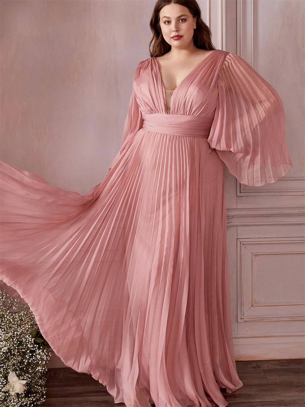 Очарователно рокля за майката на булката с V-образно деколте 2024 обикновена рокля, Романтична, секси вечерна рокля в пода, Vestidos De Новия