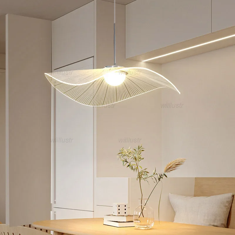 Прозрачна Акрилна окачен лампа Творчески Окачен лампа във формата на Листа на Лотос Кафенето на Хотела, Кабинет Бар Спалня Подвесная Таванна Полилей