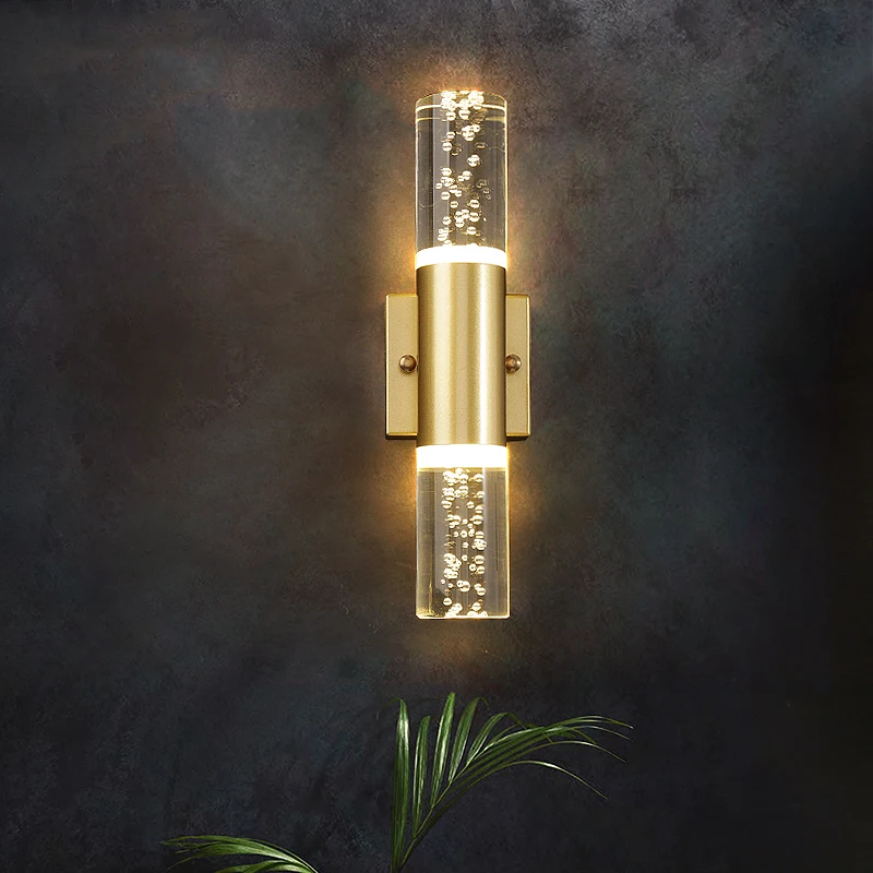 Модерният led, с монтиран на стената лампа Creative Gold Double Head Bubble Crystal монтиран на стената лампа за дома, ресторанта, хотела, коридор, антре, спалня
