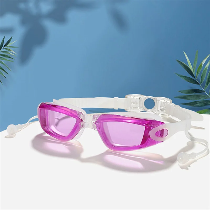 Защитни очила за плуване с затычками за уши, водни видове спорт, за възрастни, практичен силиконов гмуркане, Водоустойчив Професионална защита от uv