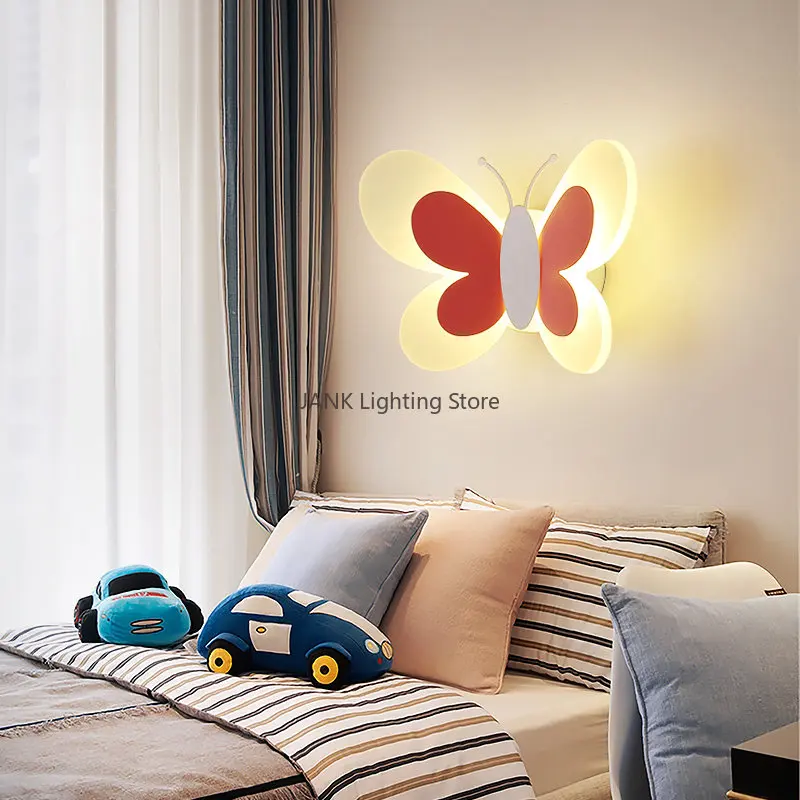 Скандинавските творчески мультяшные led осветление стена за коридор, Детска стая, великолепна Нощна лампа с красива пеперуда, Декоративна лампа за спални