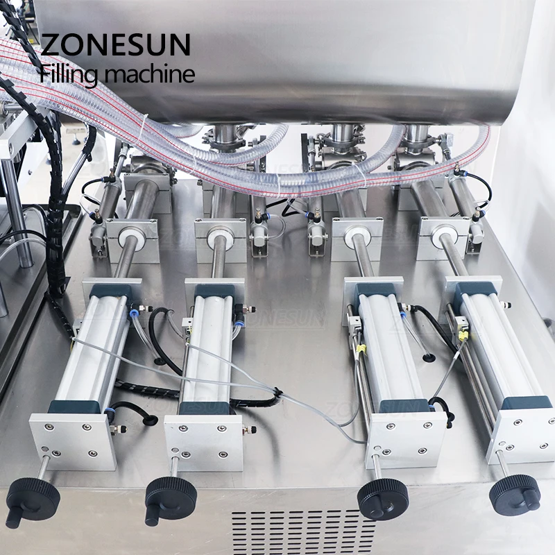 Автоматична Машина за Бутилиране на Паста ZONESUN Пневматичен Бутален Помпа Бутилка Мед Паста Дезинфектант За Ръце Производство на Течни Кутии ZS-DTGT4T