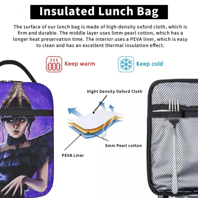 Готическата среда Изолирани пакети за обяд Чанта-хладилник 
Контейнер за храна Нещо, голяма чанта за обяд, чанти за хранене, офис пътуване