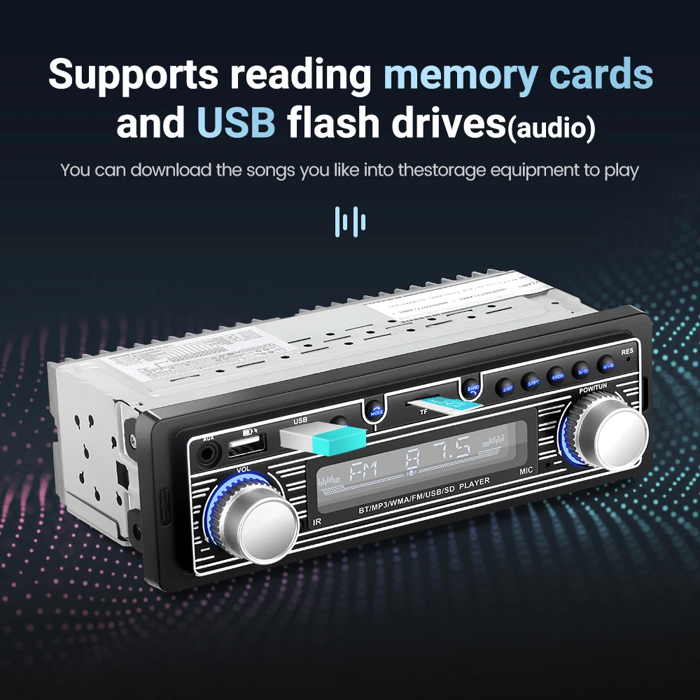 автомобилно радио Bluetooth 5.0 Автомобилна Стерео Главното Устройство Вграден DSP AUX USB TF MP3-плейър FM радио