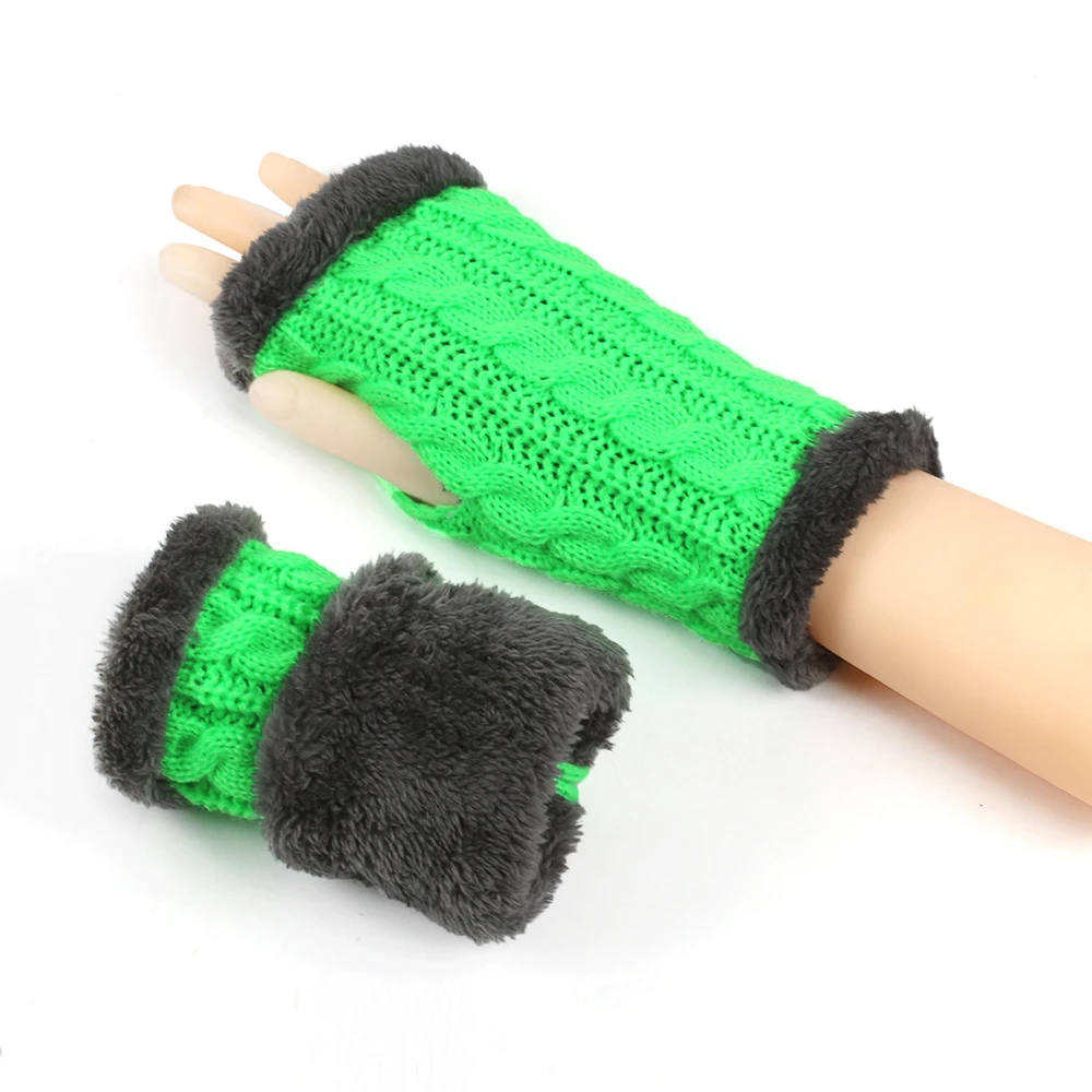 Унисекс ръкавици с полупальцами Зимни плюшени топли ръкавици Дамски меки вълнени плетени калъф за къси ръкавици без пръсти Mujer Ne Guantes