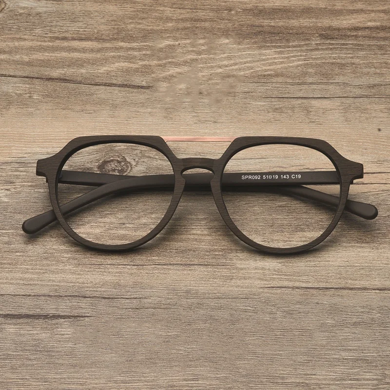 HDCRAFTER Благородна Ретро Рамки за очила Дървена Мъжки Рамки за очила при оптична късогледство Рецепта лещи за очила с двоен мост