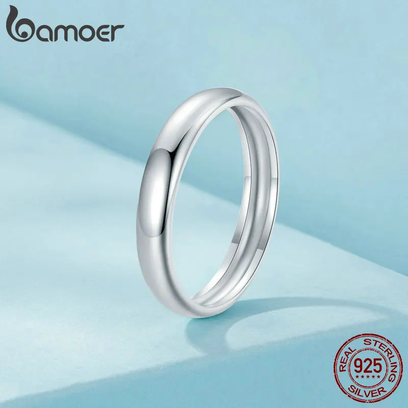 Bamoer 100% 925 сребро, Минималистичное Метален пръстен, Реколта Класически пръстени S925 За жени, изискани бижута, луксозен подарък, за партита