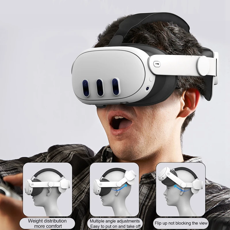 За Meta Quest 3 VR Главоболие каишка Удобен прическа от гъба Регулируема лента за глава Аксесоари за виртуална реалност