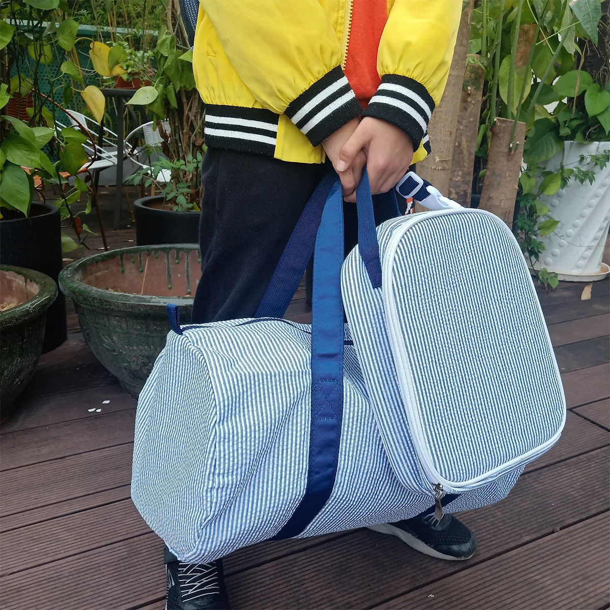 Студентски чанта за обяд С дръжка, Детска клетчатая преносим самозалепваща чанта, Обяд-бокс, Алуминиево фолио, чанта за пикник