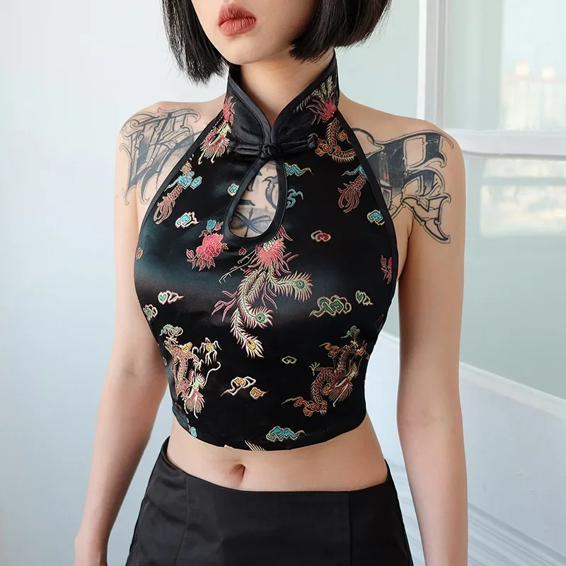 Онлайн магазин за Китайски Дамски дрехи 2020, Китайска Риза, Блуза Hanfu Qipao, Съкратен Топ За Жени, Китайски Черен Топ, Рокля 10116