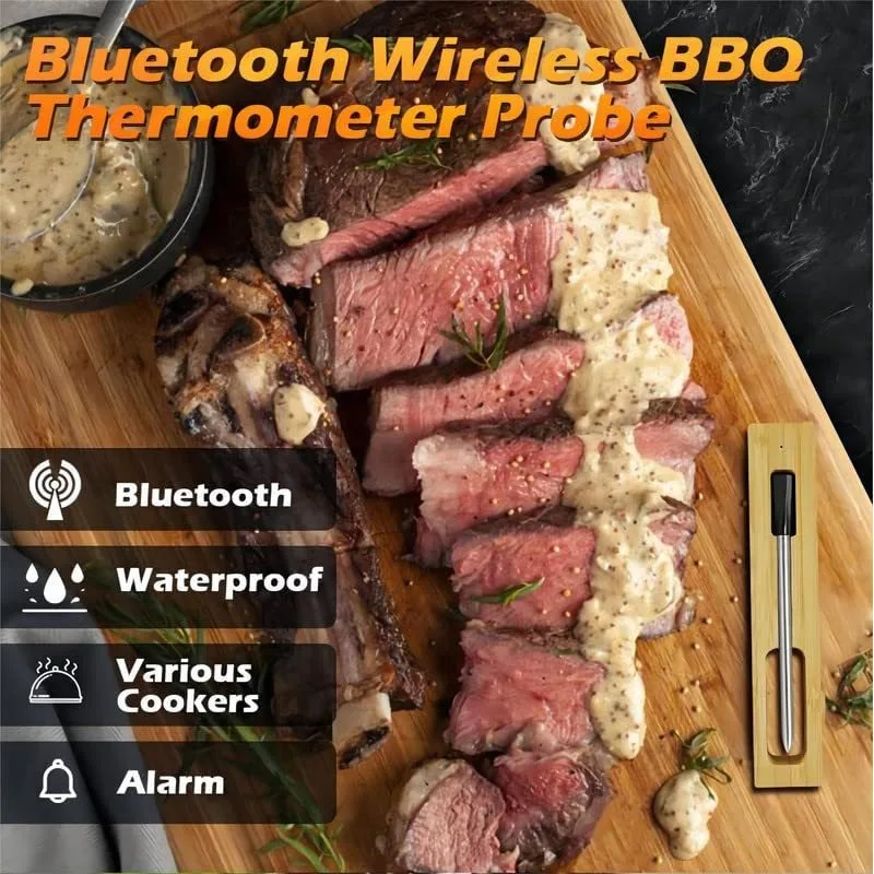 Хранително-вкусовата термометър с две игли Кухненски инструменти за приготвяне на храна Фурна, Грил Интелигентен Цифров безжичен термометър за месо Bluetooth аксесоари за барбекю