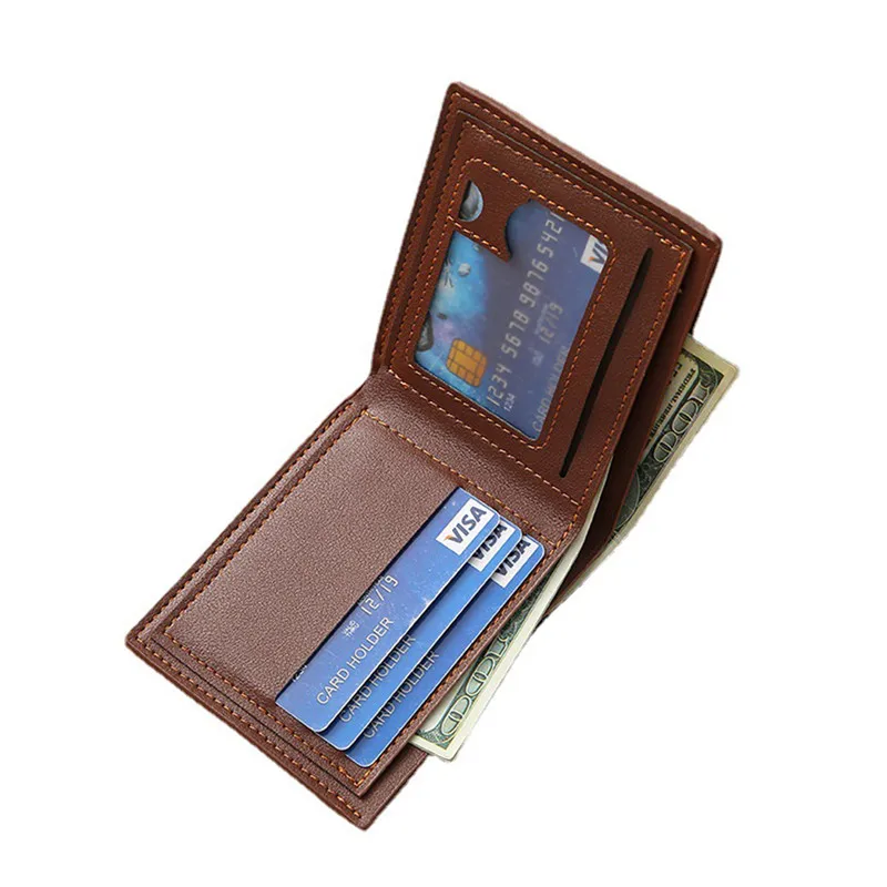 Мъжки кратък портфейл, висококачествени портмоне от изкуствена кожа, портфейли с множество слотове за монети, мъжки модерен просто чантата
