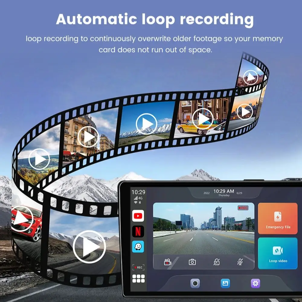 Binize CarPlay AI Box Dash Cam Wi Android Auto Qualcomm 8-ядрен 4 + 64G 1080P YouTube, Netflix GPS 4G LTE