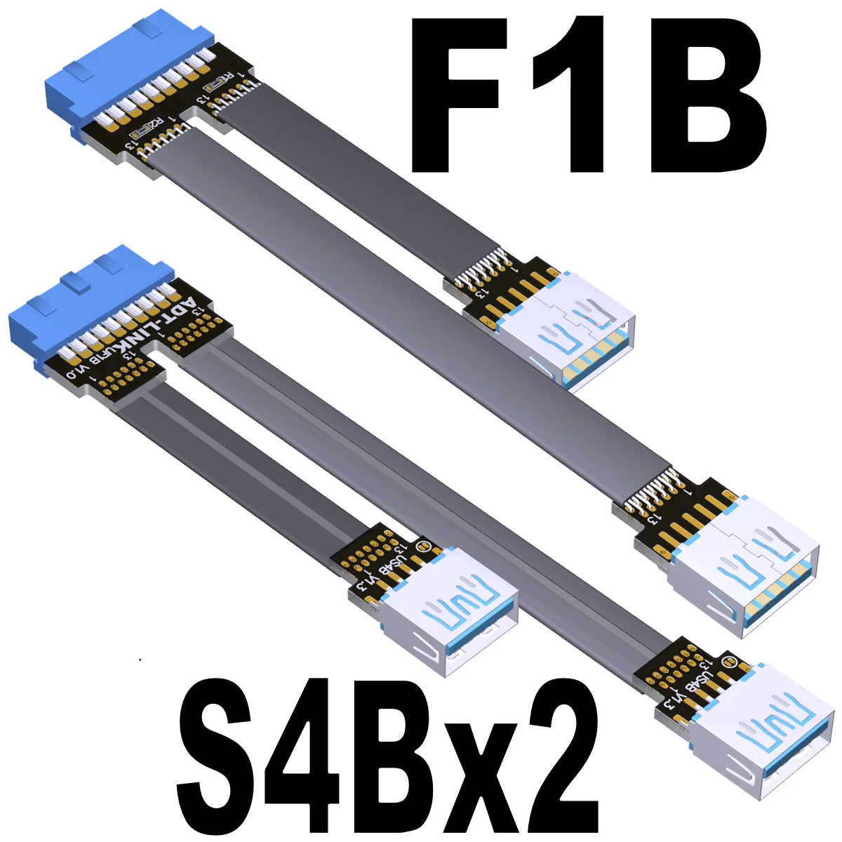 Сгънете на 90 градуса Двоен Конектор USB 3.0 Type-A На Вътрешния 19Pin /20Pin Син Плоскому Удлинительному Кабел с Отвор за винт 5 Gbit/s