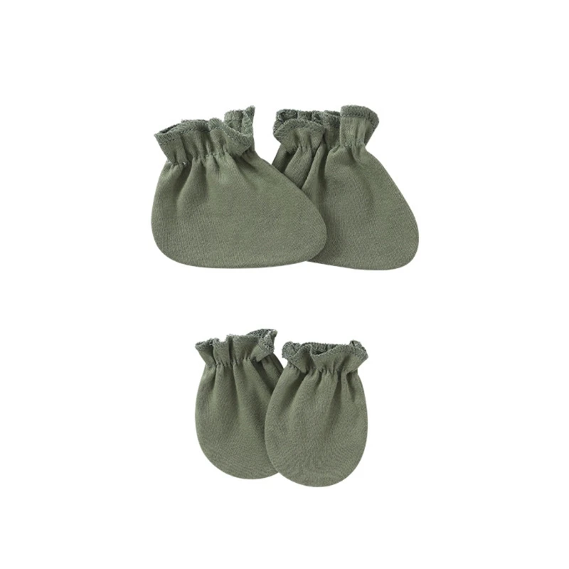 2 чифта ръкавици за новородено, комплект чорапи за защита от надраскване, Меки памучни ръкавици за защита на краката, комплект калъфи за крака G99C