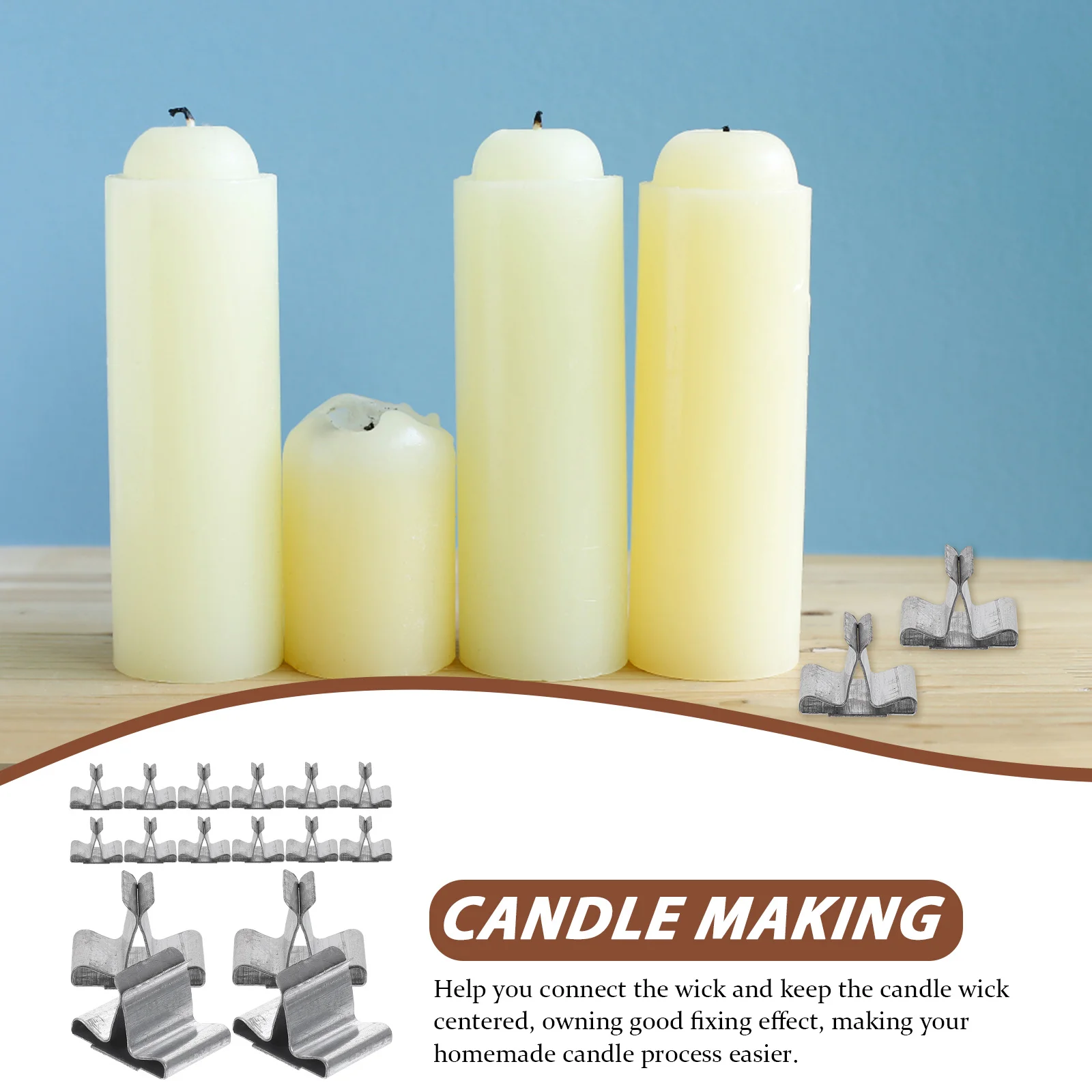 Фиксатор за свещи са ръчно изработени, дървени висящи за фитиля, Метални подложки, Железни тръстика за фитиля, аксесоари за направата на свещи