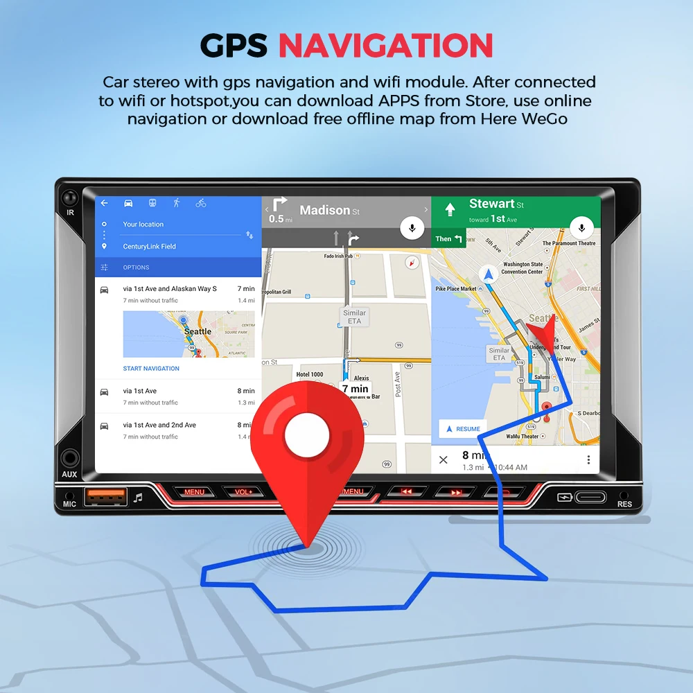 GEARELEC Безжичен CarPlay Android Auto 2Din Радиото в автомобила Android 7 ' Авто Радио Autoradio GPS Мултимедиен Плеър За Ford VW Golf