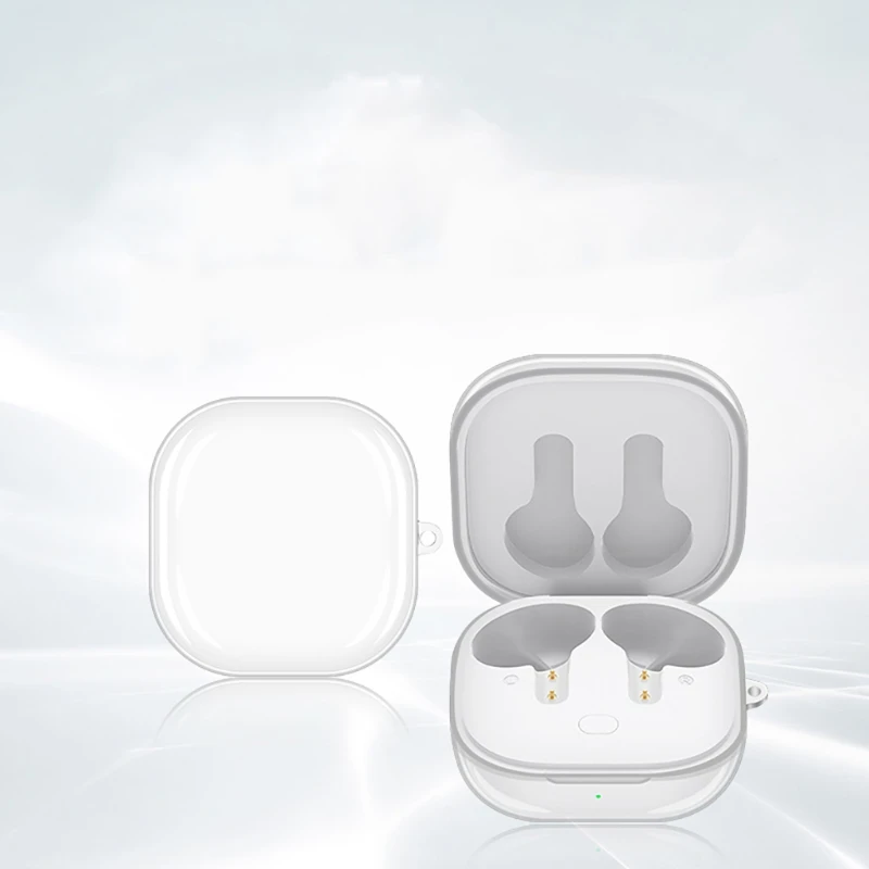 Прозрачен защитен калъф от TPU, идва със слушалки QCY T13, сменяеми слушалки, калъф и аксесоари