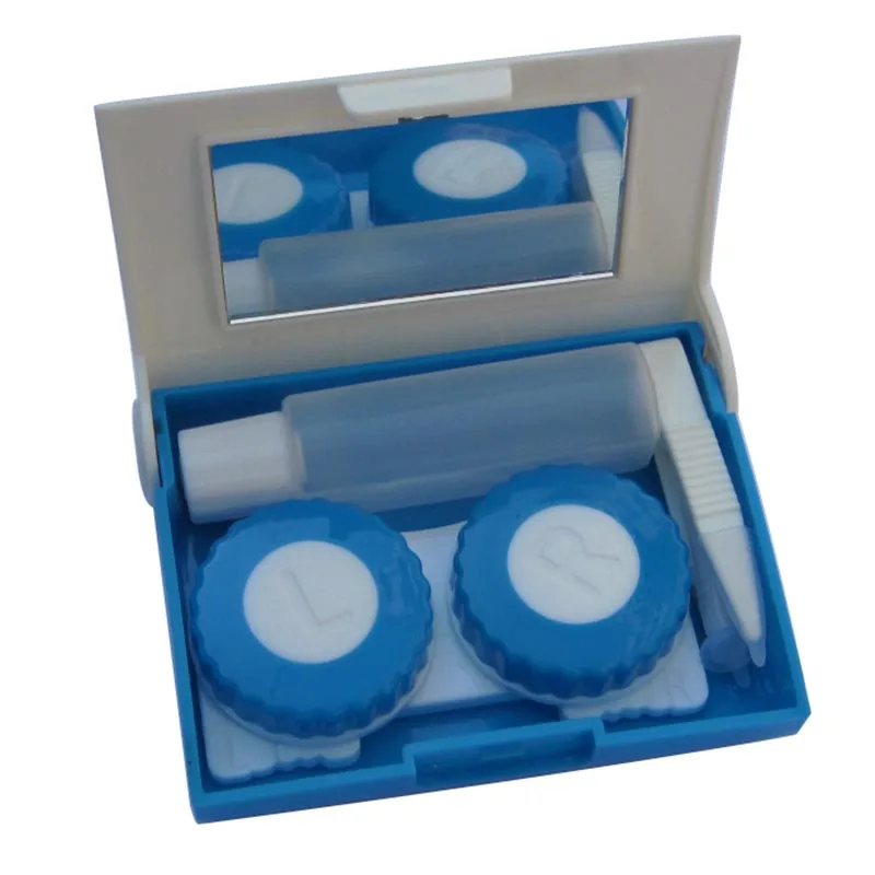 2 комплекта Кутия за контактни лещи, държач за носене на ръка, пръчка за почистване, Пинцети / клещи за лещи, Контейнер за разтвор за лещи, Малък калъф 902