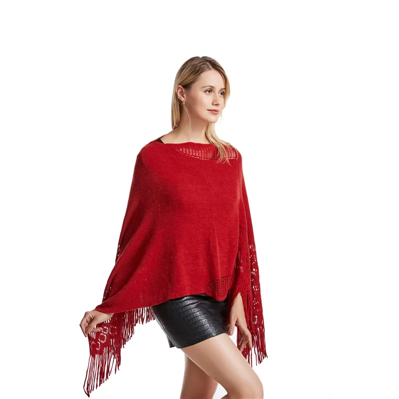 През пролетта и есента Популярна дамски шал в европейския и американския стил с пискюли, пуловер от акрил, имитация на кашмир.