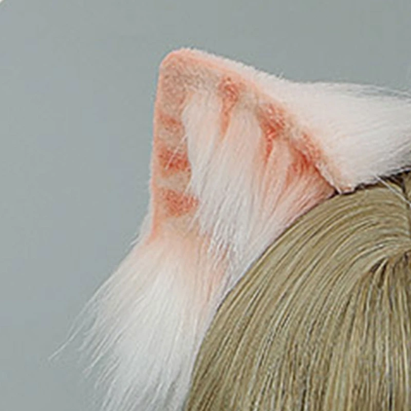 Уши Опашка Аниме Cosplay Подпори Лента за коса Вълча Холограма Дългата Плюшена Коледна Панделка за коса
