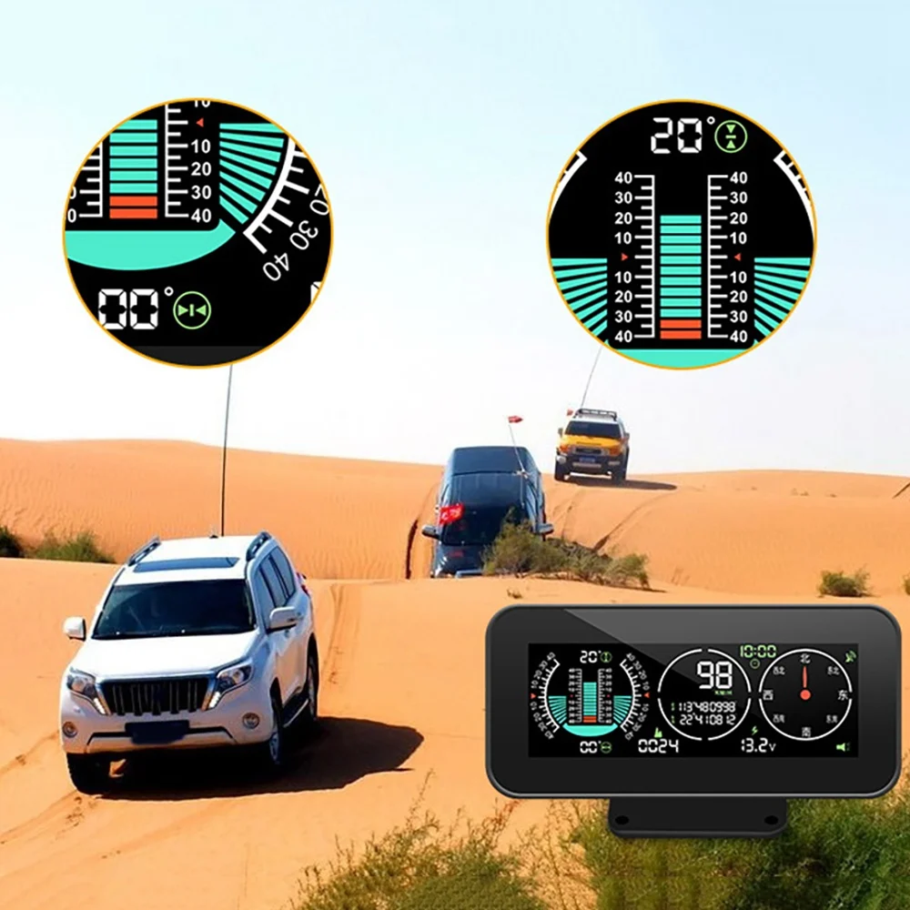 За всички автомобили M60 Автомобилен GPS HUD измерване на Скоростта Интелигентна Инклинометр Дисплей и Скорост на Движение извън Пътя Ъгъла на Тангажа Компас