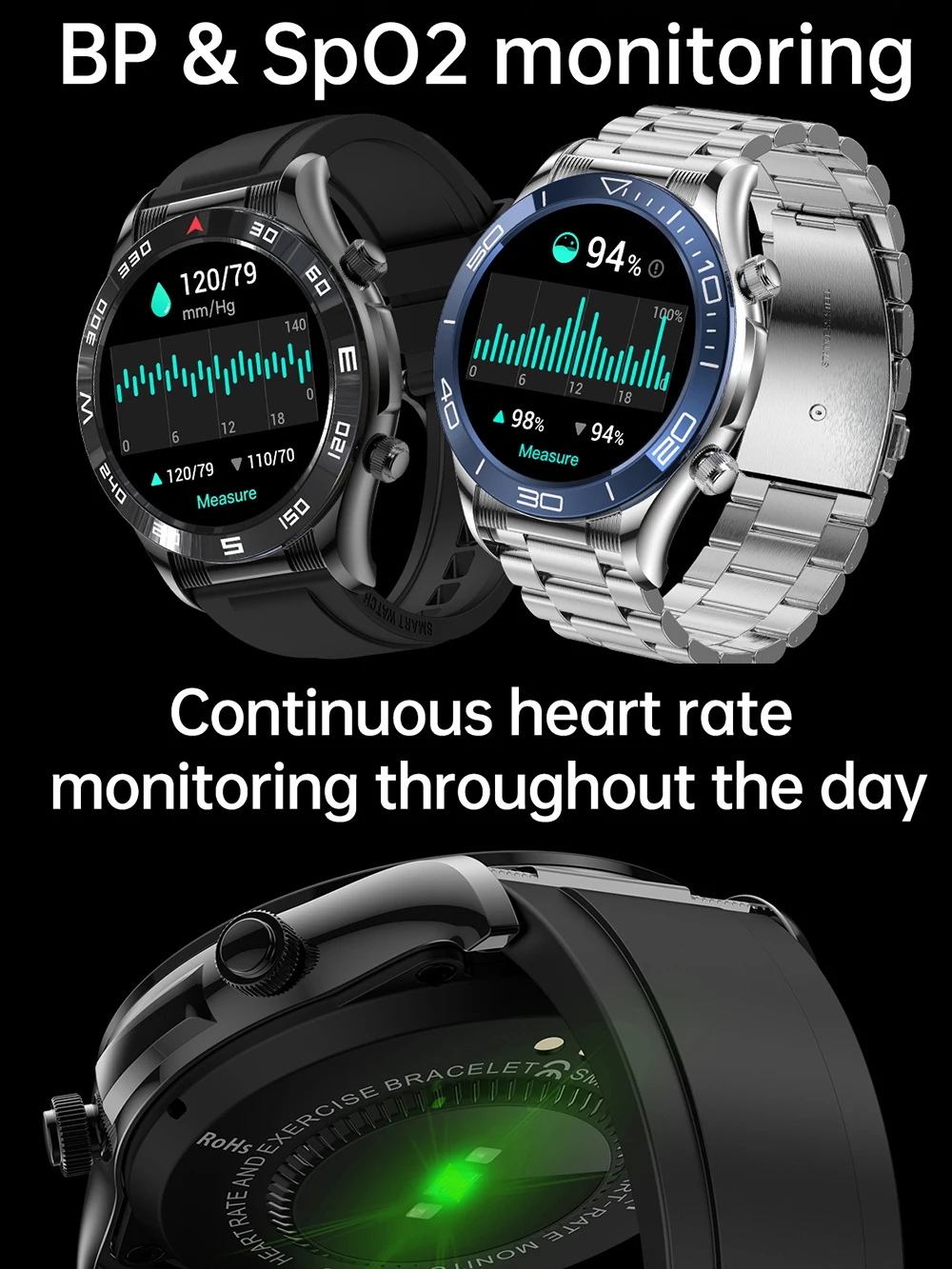 Смарт часовници с Bluetooth-разговори, NFC SOS, GPS тракер, фитнес часовник, сърдечната честота, Кръвно налягане, Умни часовници за здравето, за мъже 100 + спортни режими