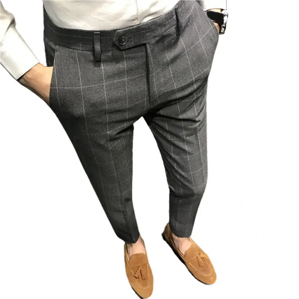 Стилни Мъжки костюмные панталони със защита от ютия, дължина на щиколотку, подходящи за отдих Мъжки панталони