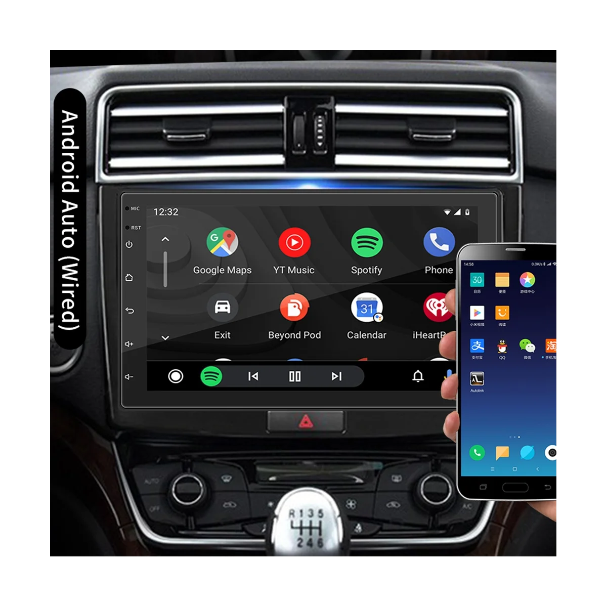 7-Инчов Авто Радио Carplay Android Auto, 2 + 32G Android 10,1 2Din GPS Мултимедиен плеър с Bluetooth, FM, Камера, Огледална Линк