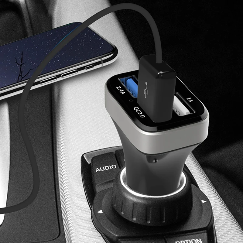 Зарядно за кола Quick Charge 3,0 4 Порта за Бързо зареждане QC3.0 2.4 A Автомобилни Зарядни устройства за мобилни телефони Samsung S10