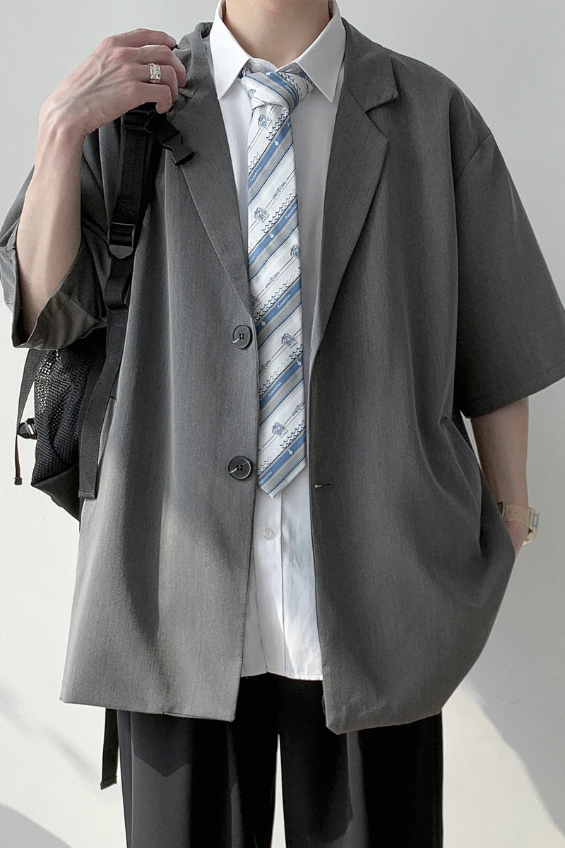 Мъжки Стилен Блейзър копчета Летни Ежедневни блузи Однотонного Модерен стил за Мъже палто С къс ръкав и отложным яка Блейзери A40