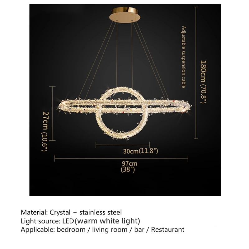Модерен окачен лампа БЪНИ Creative Crystal Gold Луксозен Полилей Led осветителни тела за трапезария, спални осветление