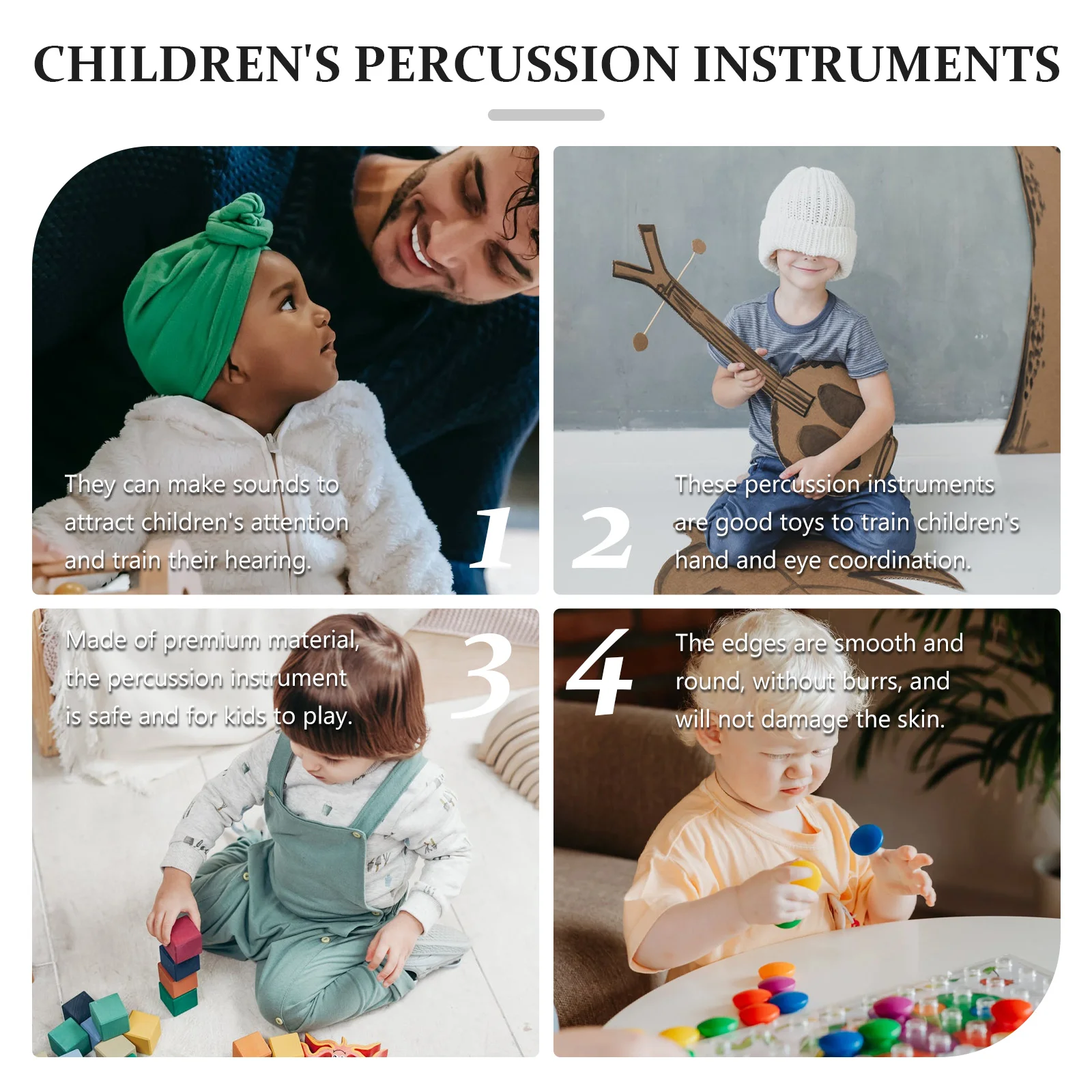 Ударен Инструмент Вълна Музикален Ruf Деца Детски Дървени Играчки Подаръци, За Смяна На Барабан