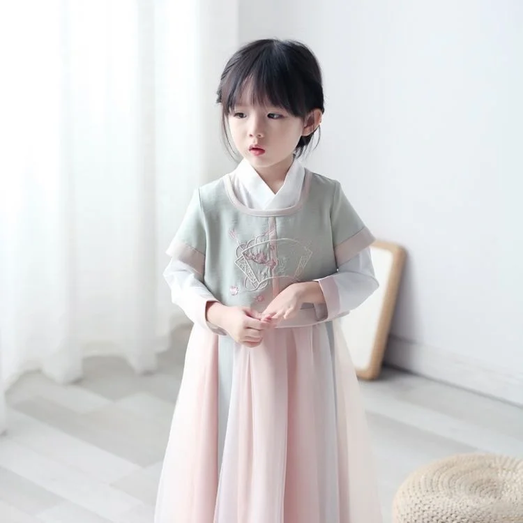 Костюм за изяви момичета Hanfu, есенно-зимни дрехи начално училище, нова детска носия в китайски стил super little fairy
