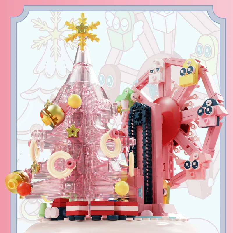Коледно дърво Въртящо се Колело Музикална Ковчег Градивен елемент от по-малки частици с подсветка В събирането на Декоративна играчка Коледни Подаръци