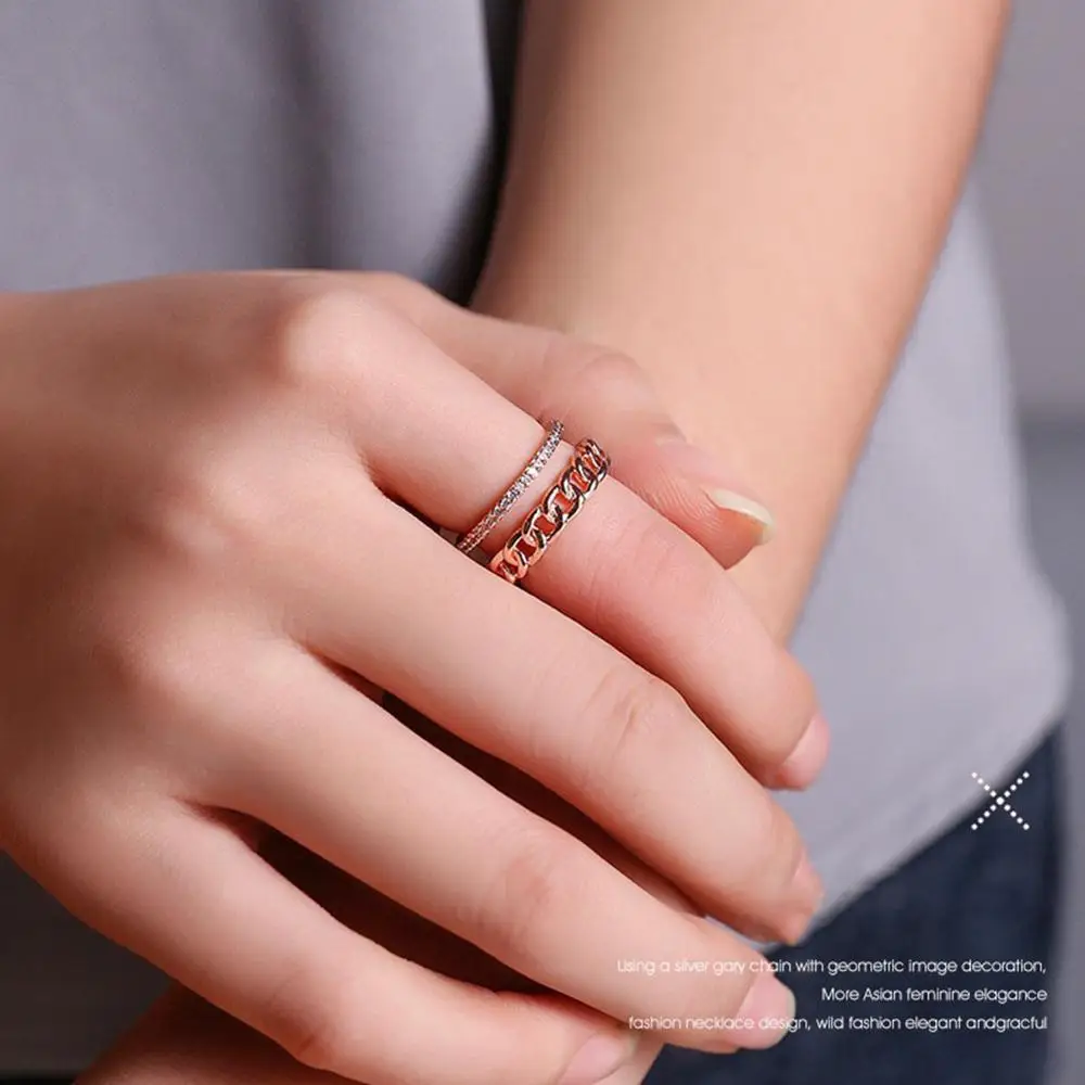 Модерен булчински комплекти верига пръстен женски кристали и регулируема халка на показалеца за жени 2020 Годежни пръстени, Бижута