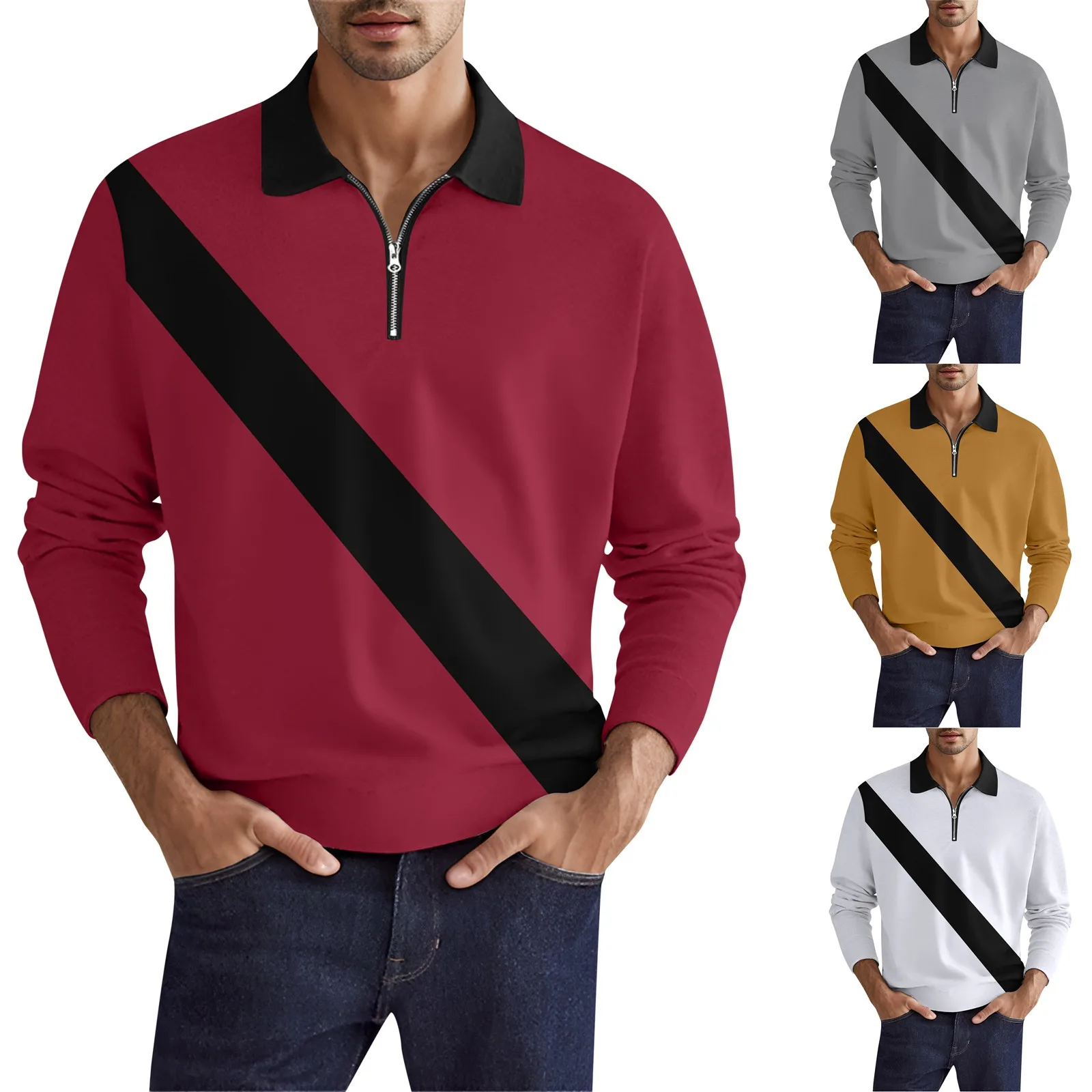 Мъжки ризи с дълъг ръкав с цип на обикновения намаляване, ежедневни бизнес ризи за мъже, пролетно-летни дрехи, оборудвана приятелка с 3D печат