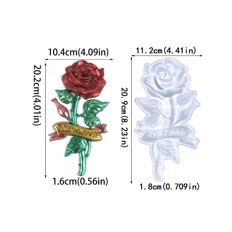 R3MC Лъскава силиконова форма за рози, Стенни Стереофоническая форма за Валентинок, украса със собствените си ръце, висящи форми за производство на продукти от епоксидна смола