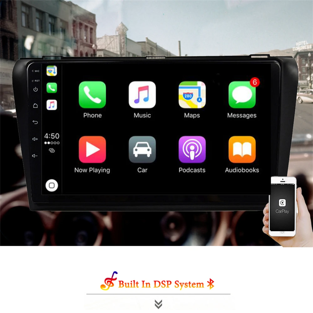 Авто DVD GPS Android 13,0 8G RAM Автомобилното Радио Стерео 8G 256G Безплатна КАРТА на Восьмиядерный 2 din Мултимедиен Плейър За Mazda 3 2004 -2009