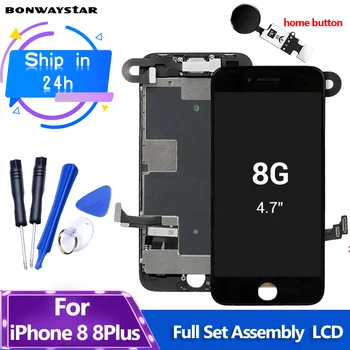 ААА Екран За iPhone 8 8G Дисплей Touch Moudle Digitizer Пълен Комплект В Събирането + Бутон Home + Камера за подмяна на LCD дисплея на iPhone 8Plus