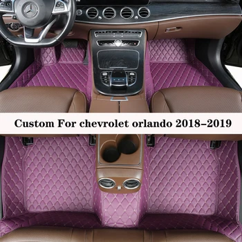 Автомобилен тампон за Chevrolet Orlando 2018 2019, Изработени по поръчка кожени постелки с диамант, Пълен комплект луксозни женски подложки за краката, Аксесоар за авто килим