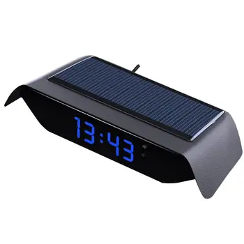 Автомобилни часовник-термометър, универсален безжичен автоматично HUD дисплей с дата, време, температура, таблото със слънчева батерия, заряжаемая чрез USB.